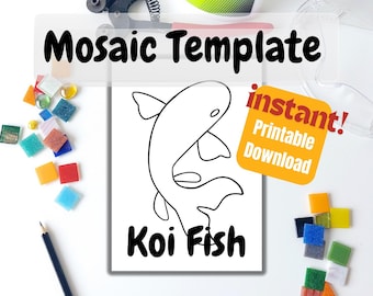 Mosaic Koi Fish Pattern Template - Etsy