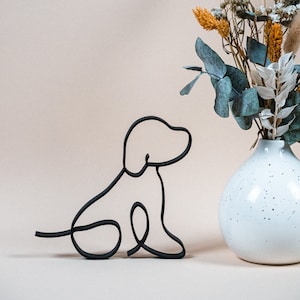 Dog - Line Art 3D Print - Customizable Modern Decoration and Gift Idea for Dog Owners