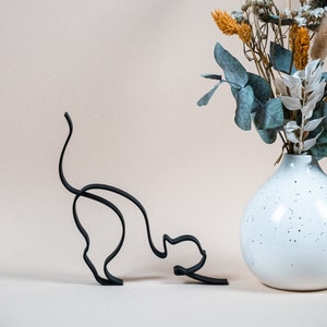 Cat - Line Art 3D Print - Personalizable Modern Decoration & Gift Idea for Cat Lovers