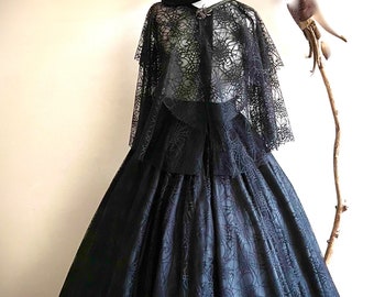 Adult Halloween Witch Costume, FREE Hat!  Villain Party Fancy Dress,  made to measure.