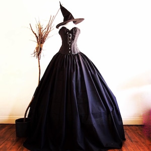 Witch Halloween Costume Villain Party Fancy Dress, includes Free Hat, made to measure.