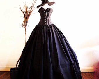 Witch Halloween Costume Villain Party Fancy Dress, includes Free Hat, made to measure.