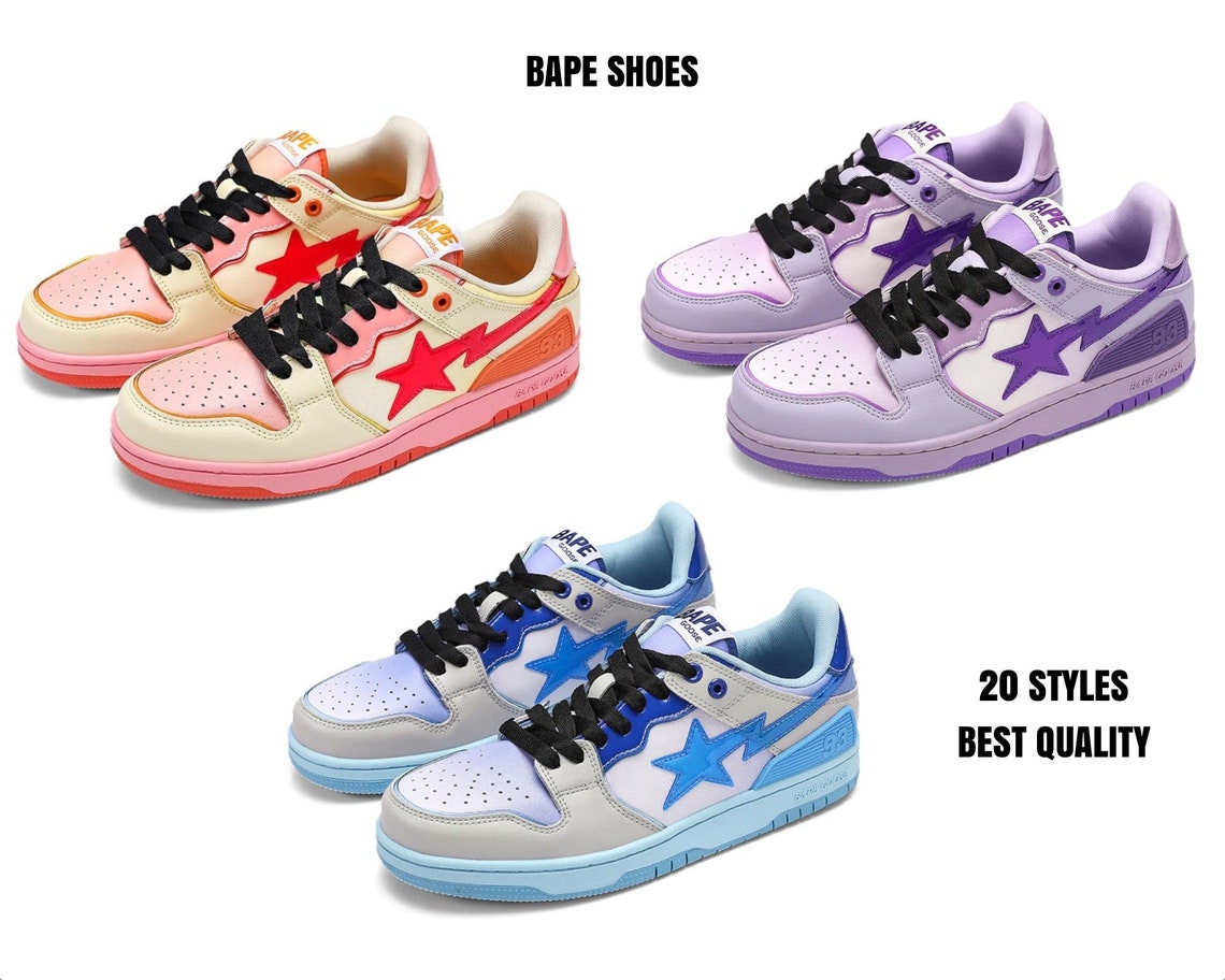 Bape Shoes Colorful Brand Sneaker A Bathing Ape Lace up - Etsy UK