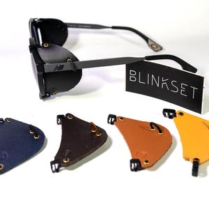 Blinkset Protections latérales universelles pour lunettes de soleil.Coques latérales de protection cuir amovibles pour mettre sur la lunette