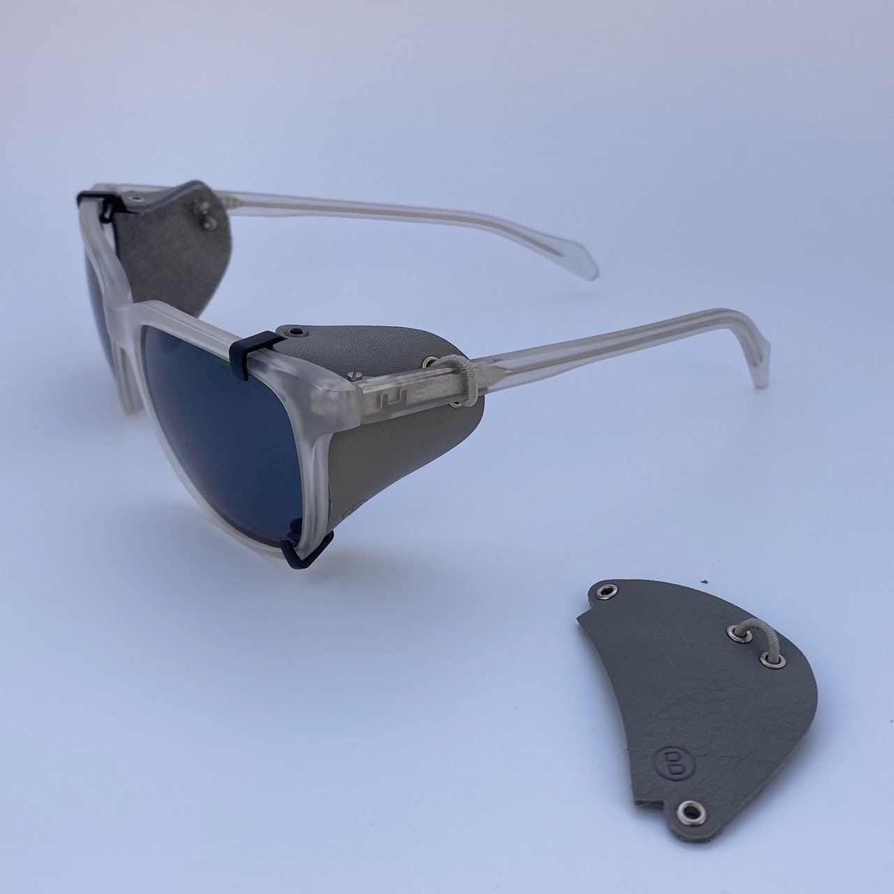 Men's Steampunk Sunglasses With Leather Side Shields Round Retro UV400 Eye  Wear | eBay