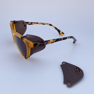 Protections latérales Blinkset pour lunettes de soleil style glacier Protections latérales amovibles fabriquées à partir de restes de cuir pour protéger vos yeux en extérieur image 6