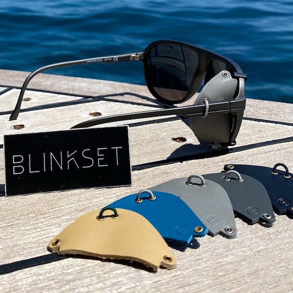 Protections latérales Blinkset pour lunettes de soleil (style glacier) Protections latérales amovibles fabriquées à partir de restes de cuir pour protéger vos yeux en extérieur