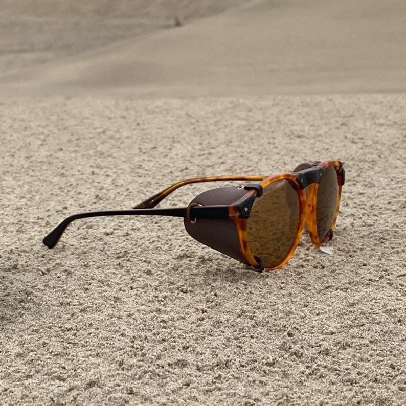 Protections latérales Blinkset pour lunettes de soleil style glacier Protections latérales amovibles fabriquées à partir de restes de cuir pour protéger vos yeux en extérieur image 7