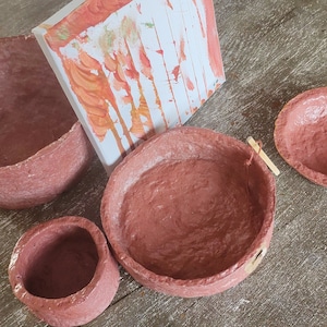 Paper mache pots in terracotta colour