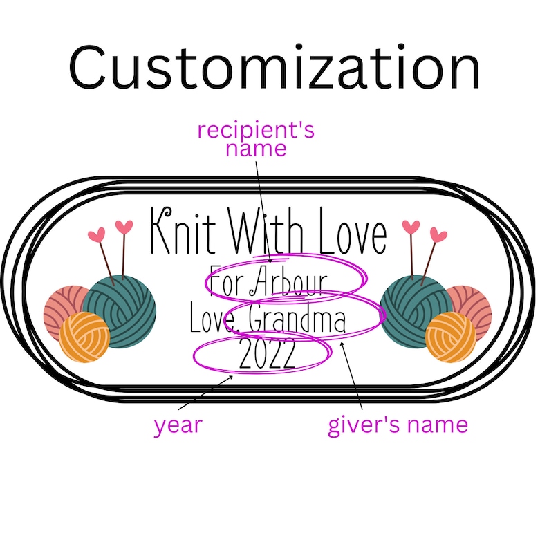 Knit With Love Blanket Label/personalized Label/customized Blanket