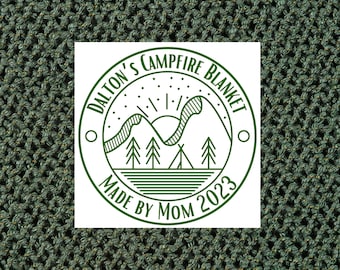 square label for blanket tag/personalized/customize quilt label/blanket label/campfire blanket tag/blanket tag/handmade/knit tag/crochet tag