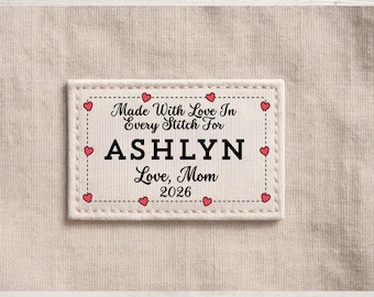 Custom crochet label, customizable quilt label, personalized sew-on blanket tag