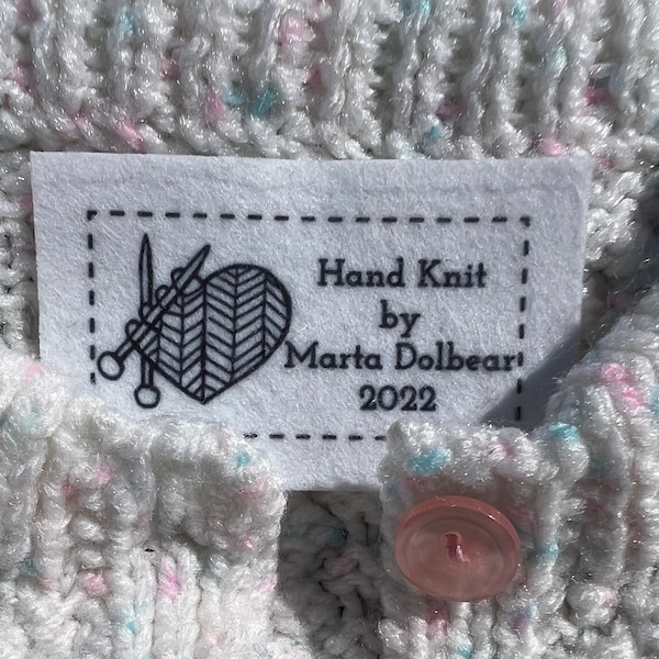 Hand Knit by blanket label/personalized label/customized blanket label/knit garment label/made with love/hand knit