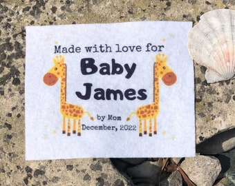 Baby Giraffe Quilt Label