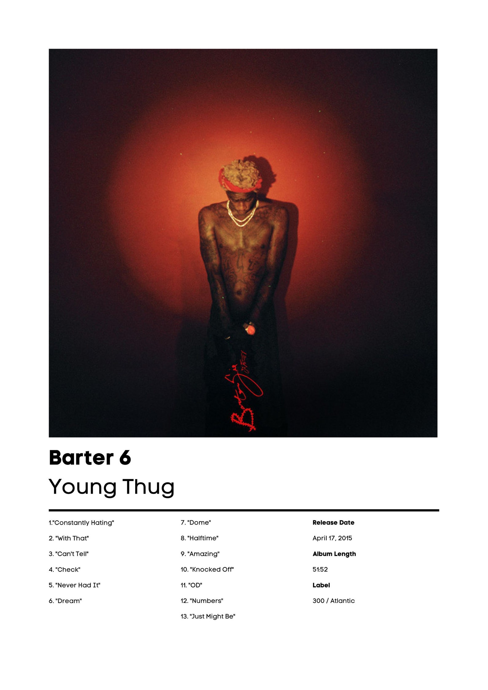 Young Thug Barter 6 Album Cover Art Young Thug Music Etsy Australia