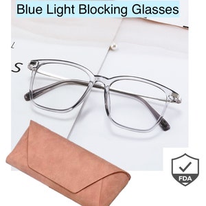 GRAY Square Anti fatigue Anti Blue Light Eyeglasses Blue Light Blocking Glasses Office Computer Womens Glasses ~Reduce Eye Strain~