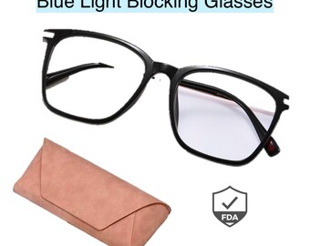BLACK Square Anti fatigue Anti Blue Light Eyeglasses Blue Light Blocking Glasses Office Computer Womens Glasses ~Reduce Eye Strain~