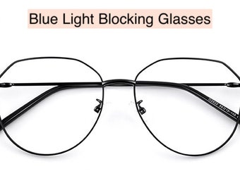 BLACK RETRO HEXAGONAL Anti fatigue Anti Blue Light Eyeglasses Blue Light Blocking Glasses Office Computer Womens Glasses ~Reduce Eye Strain~