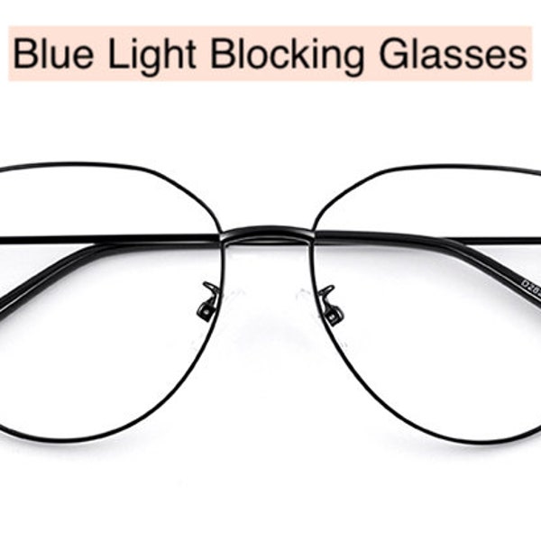 BLACK RETRO HEXAGONAL Anti fatigue Anti Blue Light Eyeglasses Blue Light Blocking Glasses Office Computer Womens Glasses ~Reduce Eye Strain~