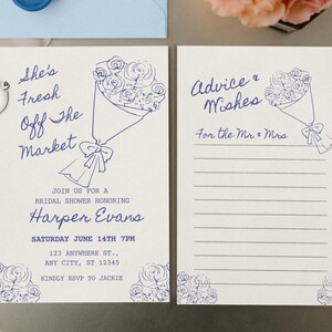 Faire-part Elle vient de sortir du marché : faire-part EVJF bohème et cartes de vœux nuptiales