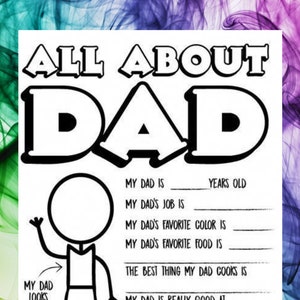Dad gift Printable All about Dad questionnaire