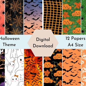 Halloween digital paper, scrapbook papers, boo wallpaper, Halloween, spooky, Instant Download for Commercial Business Use