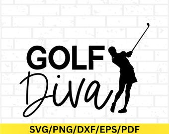 Golf Diva SVG, Ladies Golf Design Png, Funny Golf Quote