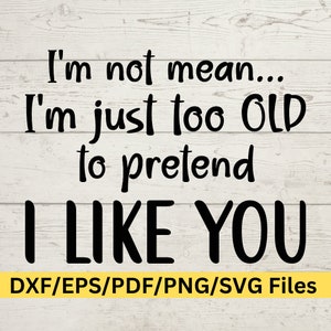 Funny Quotes SVG, Sassy Designs for Mugs, Rude Sayings, Too Old to Care, Funny Sarcastic
