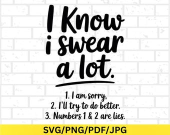 Grappige scheldwoorden Svg, volwassen humor png, vloekwoorden sarcasme citaat Svg, donkere humor png
