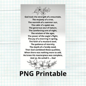 お父さんへの追悼詩 - 愛を込めて - デジタルダウンロード PNG - お悔やみの贈り物 - 父の日の記念品