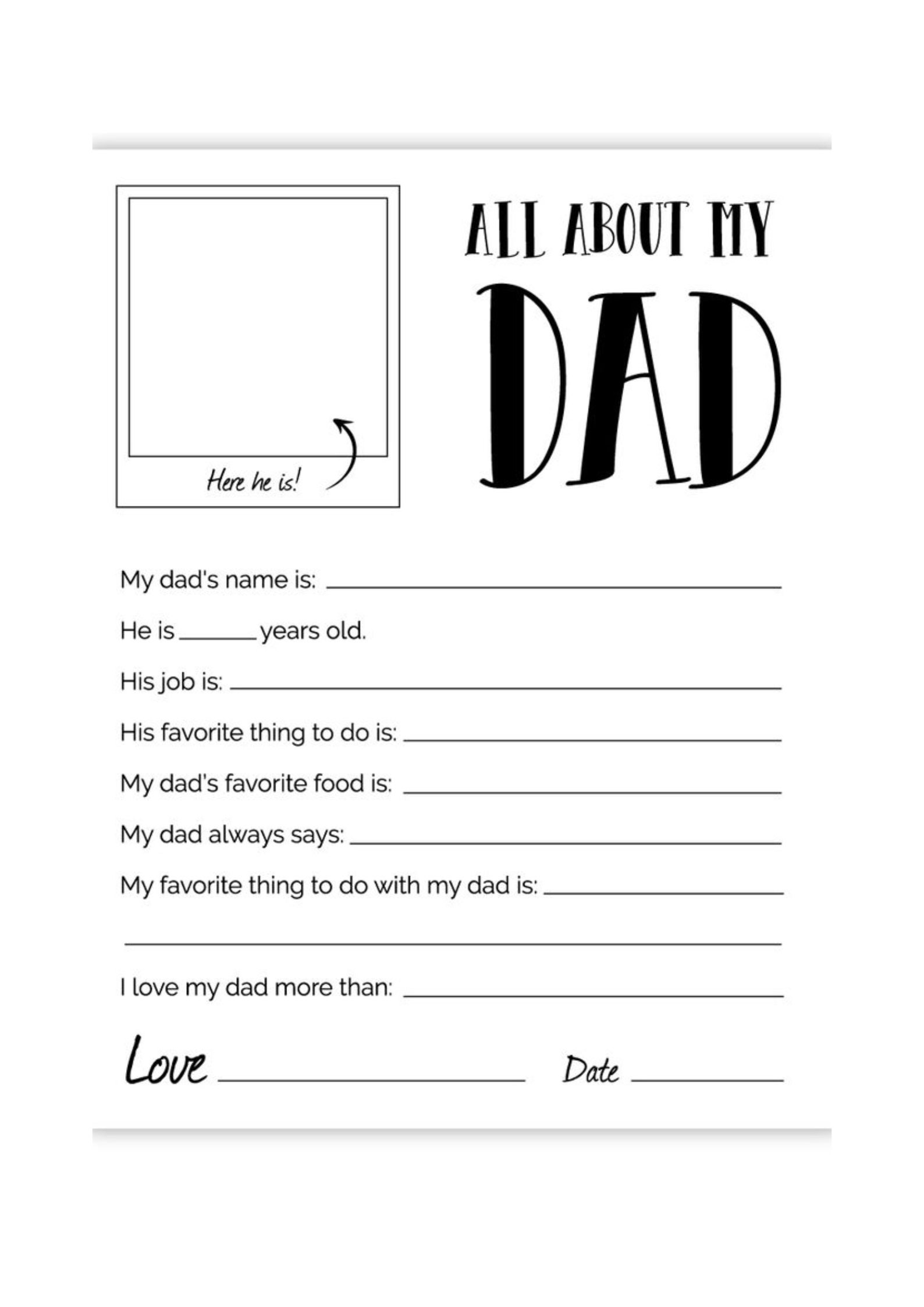 All About My Dad Png Printable, Gift for Dad, Fathers Day Gift, Dad ...