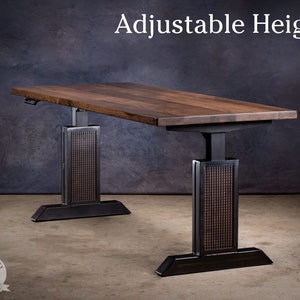 Sit stand desk, adjustable height desk, electric stand desk, wood standing desk, office desk with adjustable height, industrial modern desk