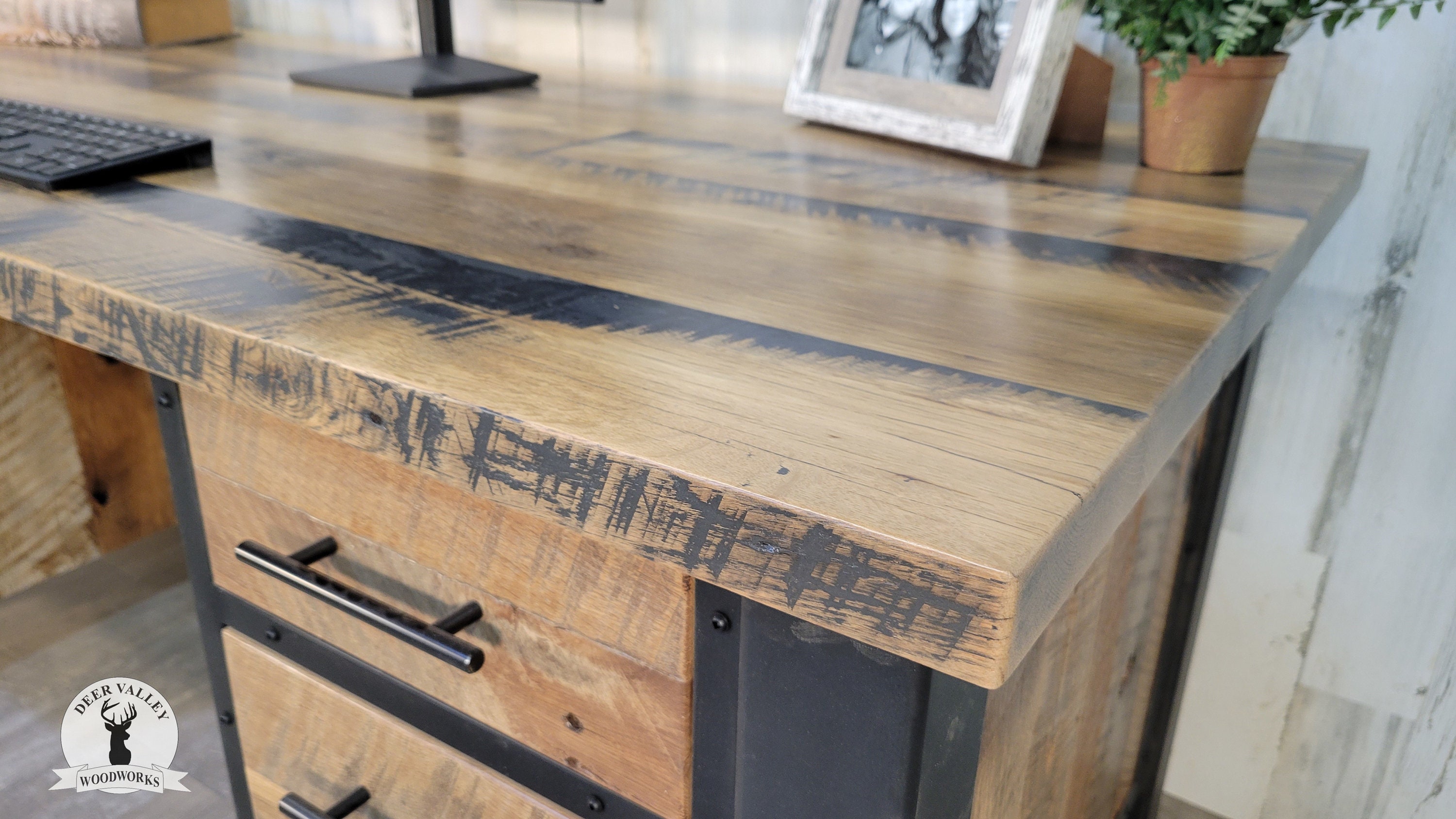 Barnwood Executive Desk Reclaimed Wood Desk Industrial Desk Etsy