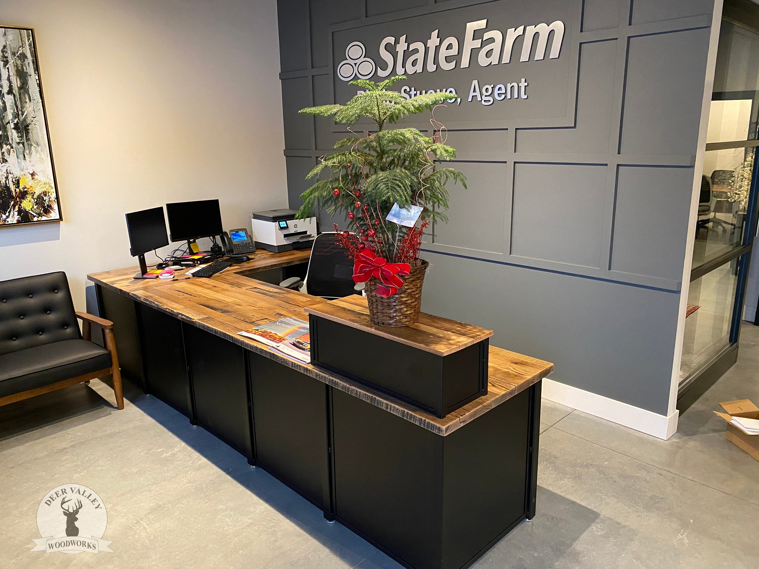 Barnwood Reception Desk Reclaimed Wood Lobby Desk Office Desk Etsy