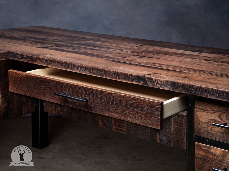 Barnwood Lshaped Desk, Rustic Corner Desk, Reclaimed Wood Office Desk