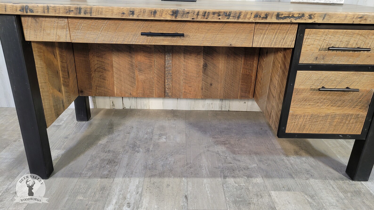 Reclaimed Wood Executive Desk, Modern Office Desk, Industrial Computer ...