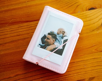 Instax Mini Fotoalbum | Perle Rosa Leder | Personalisiertes Erinnerungsbuch | Benutzerdefinierte Fotodrucke | Geschenk für Sie | Paare Fotoalbum