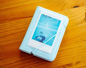 Álbum de fotos Instax Mini em couro azul Bolt: livro de memórias personalizado