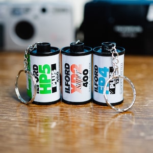 Ilford Film Roll Keychain Set: Handcrafted Photographer Gift