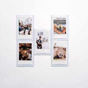 5 White Magnetic Frames for Instax Mini Film | Instant Print Fridge Magnet | Unique Mount for Instant Film