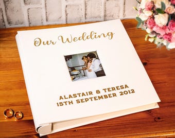 Álbum de fotos de casamento extra grande: lembrança personalizada em couro sintético (comporta 400 fotos 4x6)