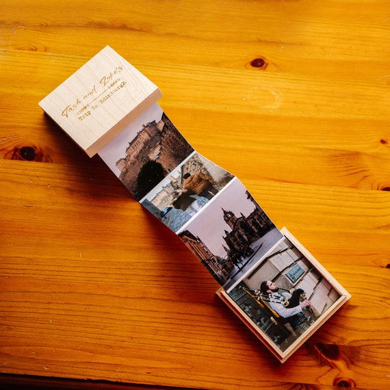 Pull Out Photo Box | Unique Photo Album | Image Box | Photo Album Alternative | Memory Trinket Wooden Box | Gifts for Couples
