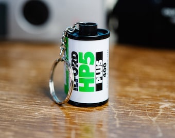 Ilford HP5 Film Canister Keyring: Repurposed Photography Gift