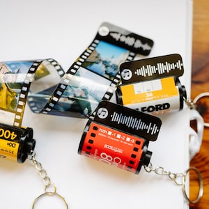 Custom Music Film Reel Keychain: Personalized Photo Gift