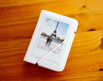 Instax Mini Fotoalbum | gewaschenes weißes Leder | Personalisiertes Erinnerungsbuch | Benutzerdefinierte Fotodrucke | Geschenk für Sie | Paare Fotoalbum