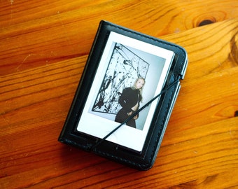 Álbum de fotos Instax Mini em couro preto queimado: livro de memórias personalizado