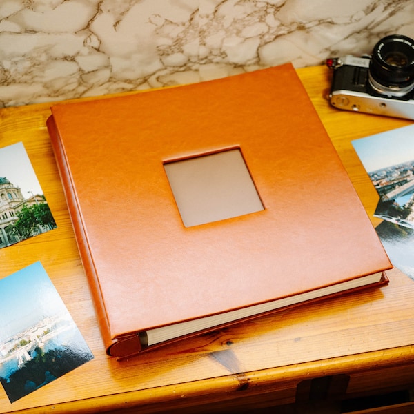 Large Wedding Photo Album | Brown Leather | 80 Premium Self Adhesive Pages | Fantastic Wedding Photo Album