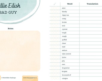 Songs Worksheets - Etsy