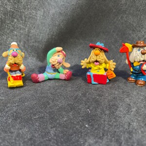Vintage Wrinkles dogs : 4 pvc figurines, Ganz bros toys. 1986.