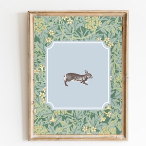 Vintage Rabbit  Nursery Print • Cute Forest Hare Animal Print • William Morris • Woodland Digital Print Gender Neutral• Vintage Nursery